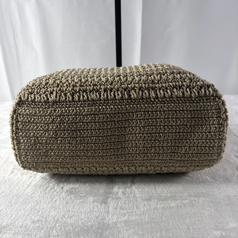 The Sak Crochet Tan Shoulder Bag With Zip Top